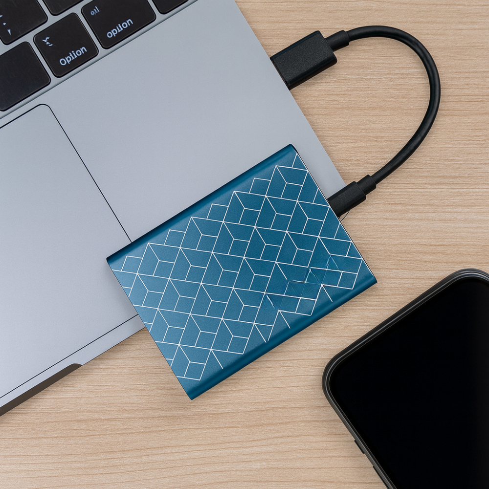 Snabb bärbar extern SSD för snabb datalagring och överföring