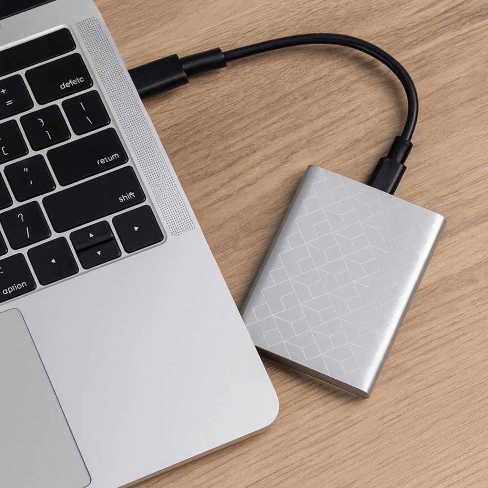 Snabb bärbar extern SSD för snabb datalagring och överföring