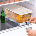 Klemdeksel glazen drankdispenser, 5,3L, 32 bij 17 bij 13,5 cm, voedselveilige PC ABS