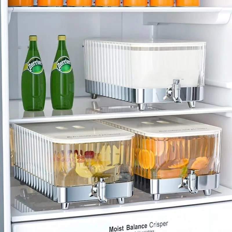 Klemdeksel glazen drankdispenser, 5,3L, 32 bij 17 bij 13,5 cm, voedselveilige PC ABS