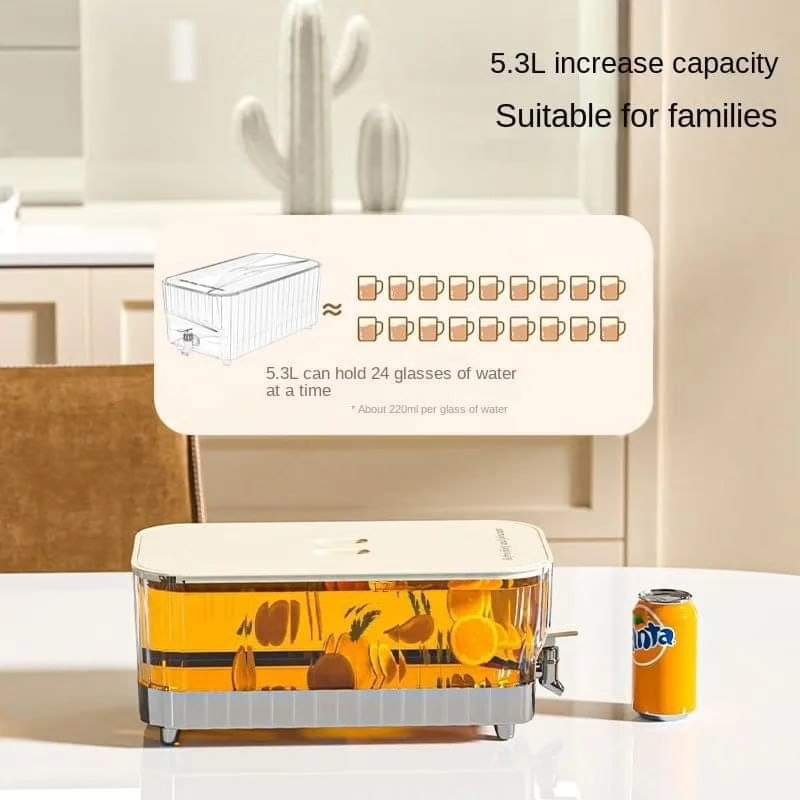 Klemdeksel glazen drankdispenser, 5,3L, 32 bij 17 bij 13,5 cm, voedselveilige PC ABS