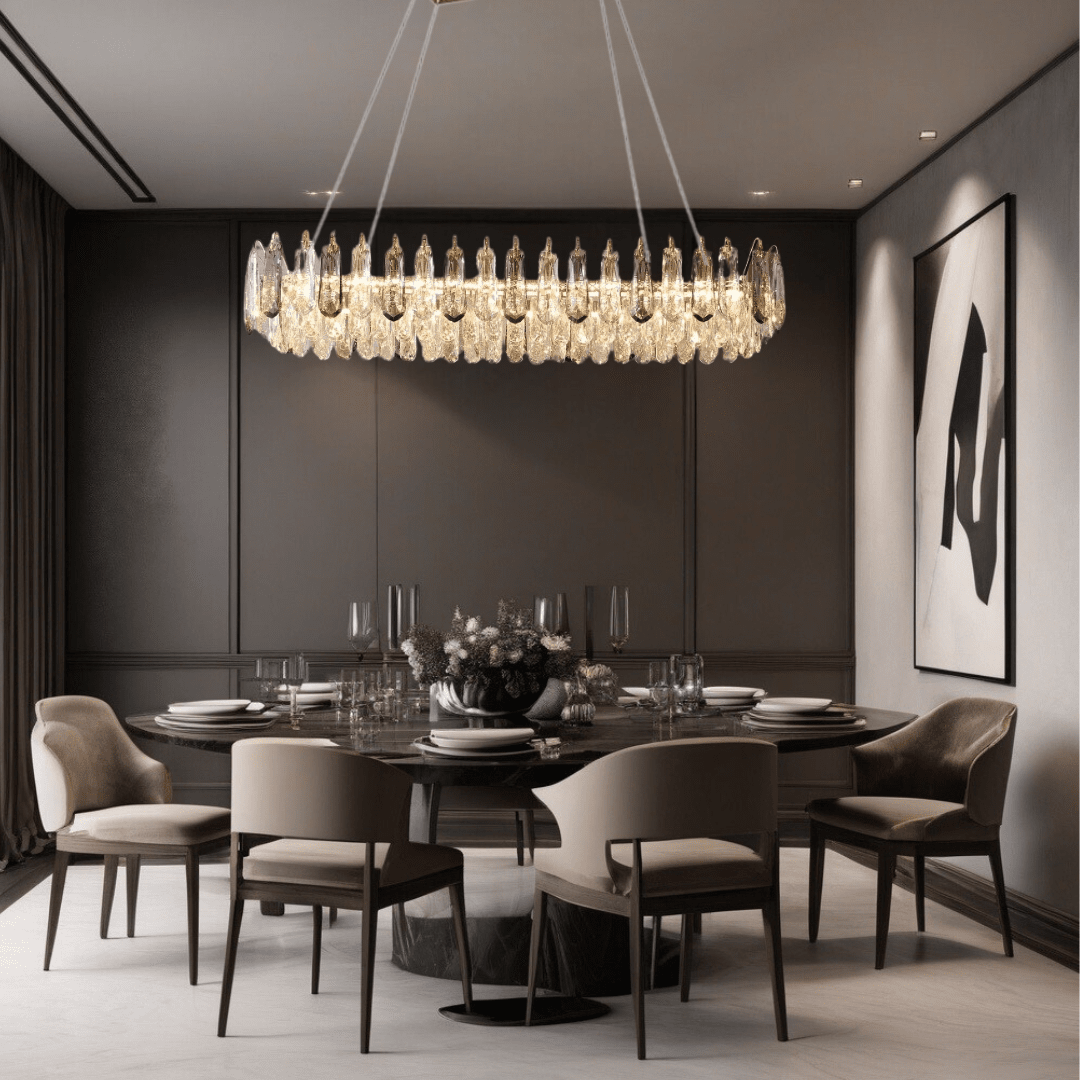 LumaAura krystalltaklampe med gull- eller kromfinish for moderne rom