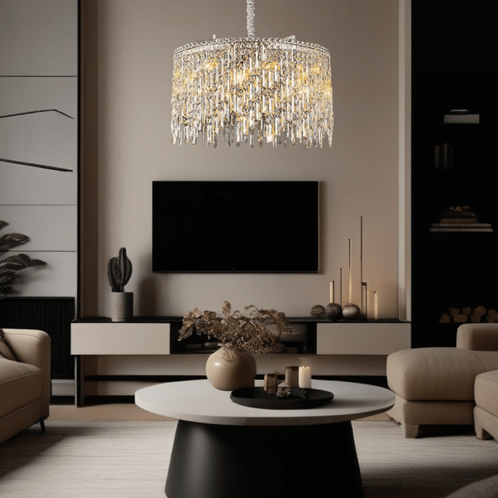 Candelabru Elara Cristal cu Cristale K9 și Lumină Caldă