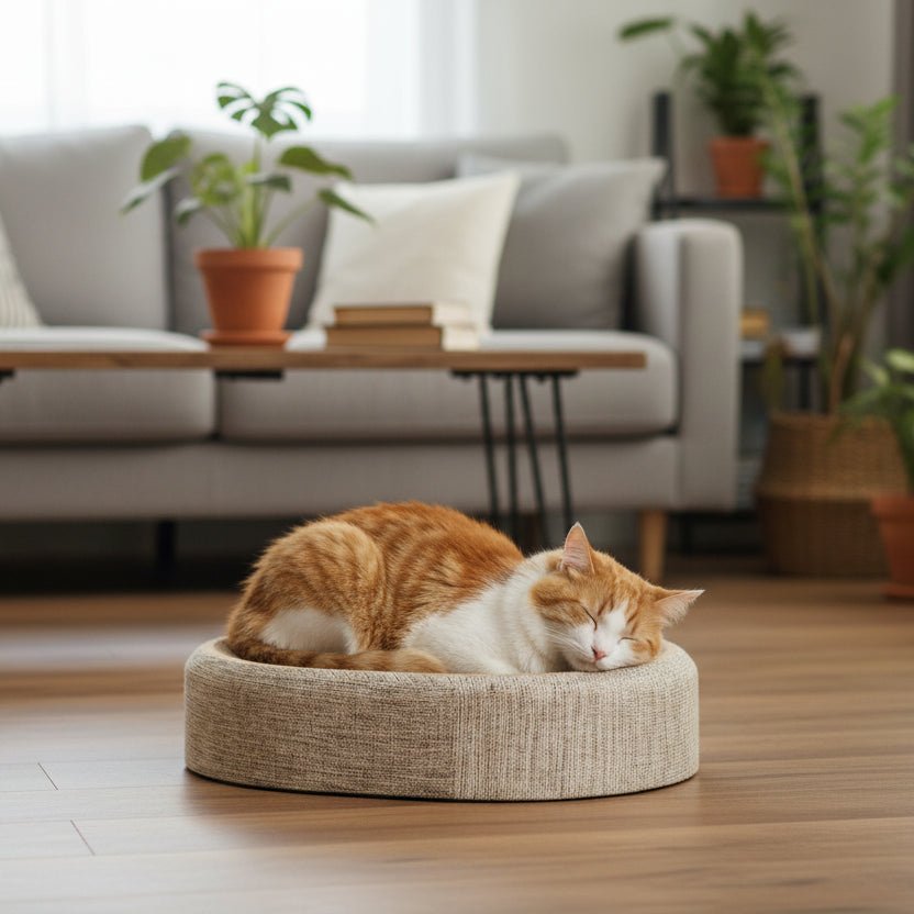 NuzzleNest Flettet Oval Sisal Kattelounge for Kloring og Koselig Søvn for Katter