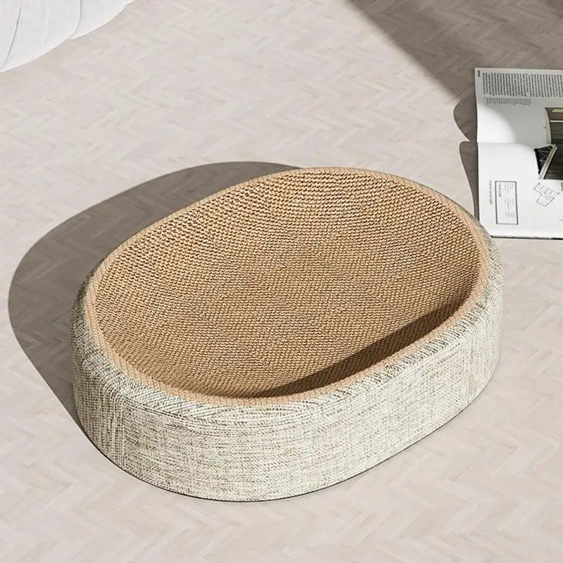 NuzzleNest Flettet Oval Sisal Kattelounge for Kloring og Koselig Søvn for Katter