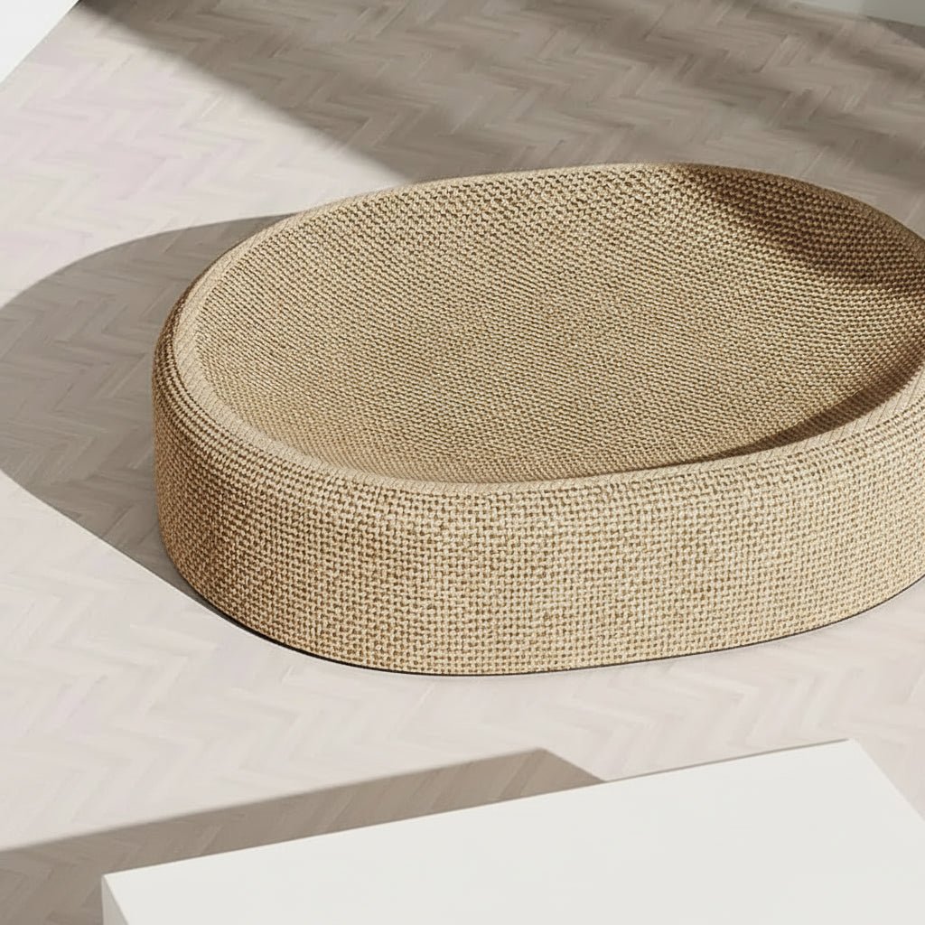 NuzzleNest Flettet Oval Sisal Kattelounge for Kloring og Koselig Søvn for Katter