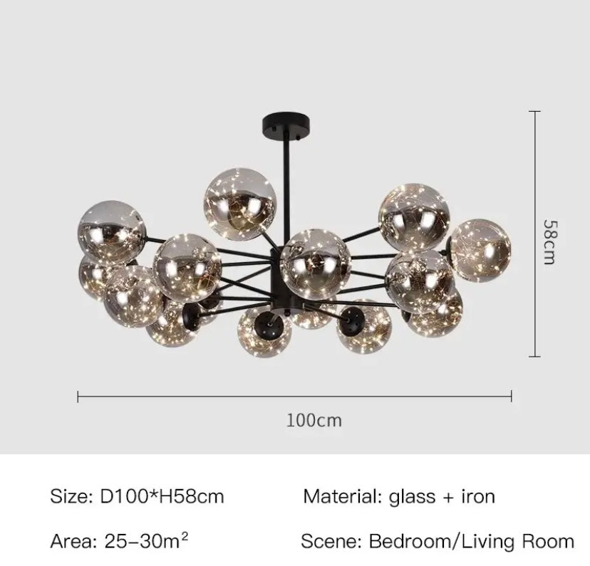 Luminex glazen kroonluchter met ijzeren frame LED-gloed 12 of 16 armen