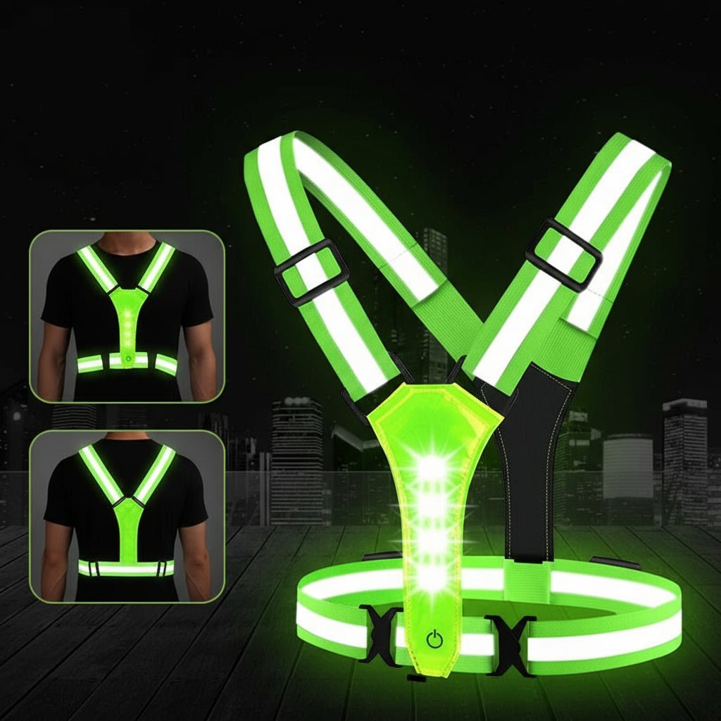 LumaGlow USB dobíjecí LED vesta pro běh, cyklistiku a turistiku s 360° viditelností