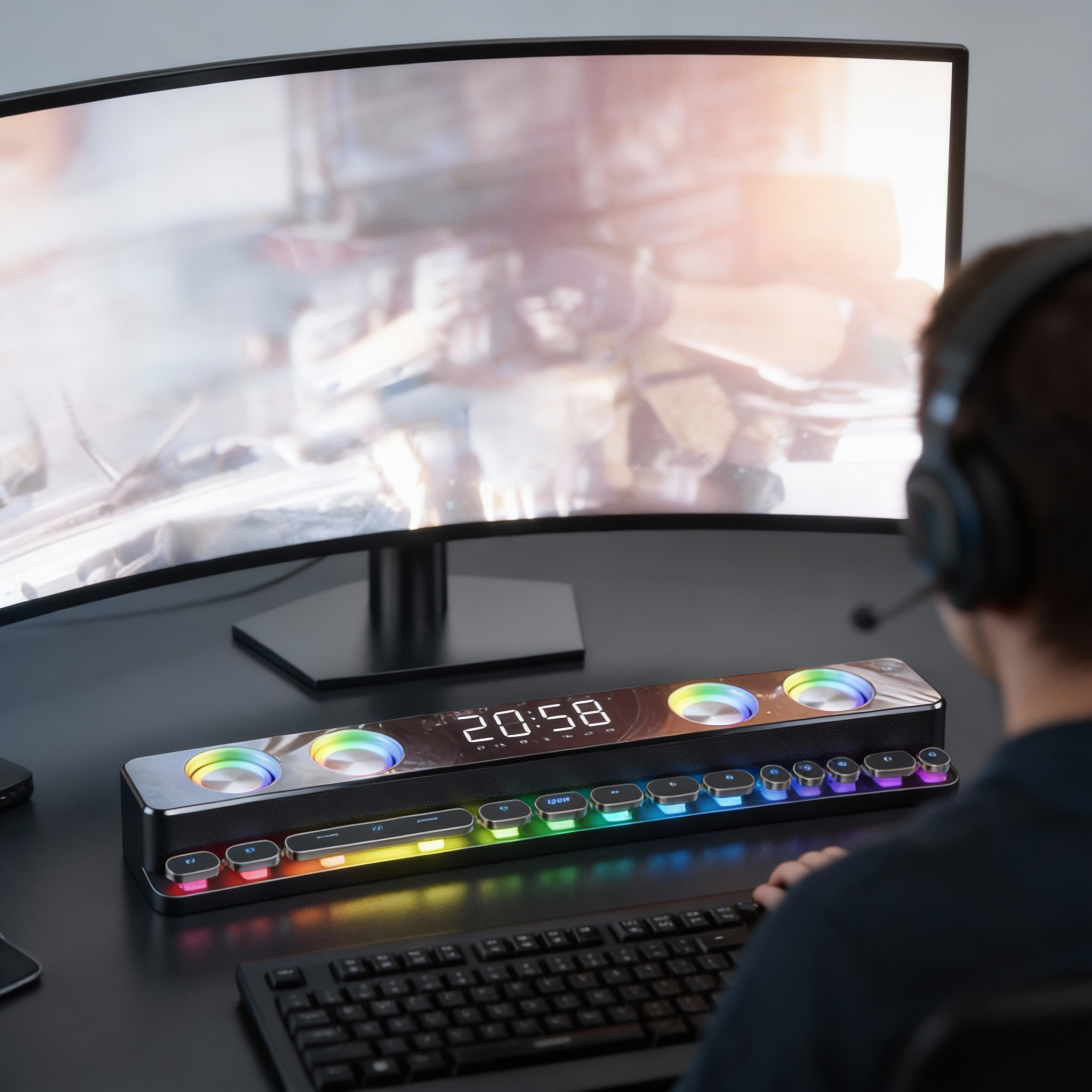 Bluetooth Gaming Soundbar Wireless Speaker For Immersive Surround Sound