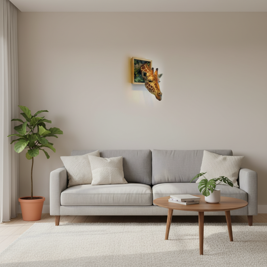 Giraffe head - Wall decoration - 3D sculpture - Lifesize decoration