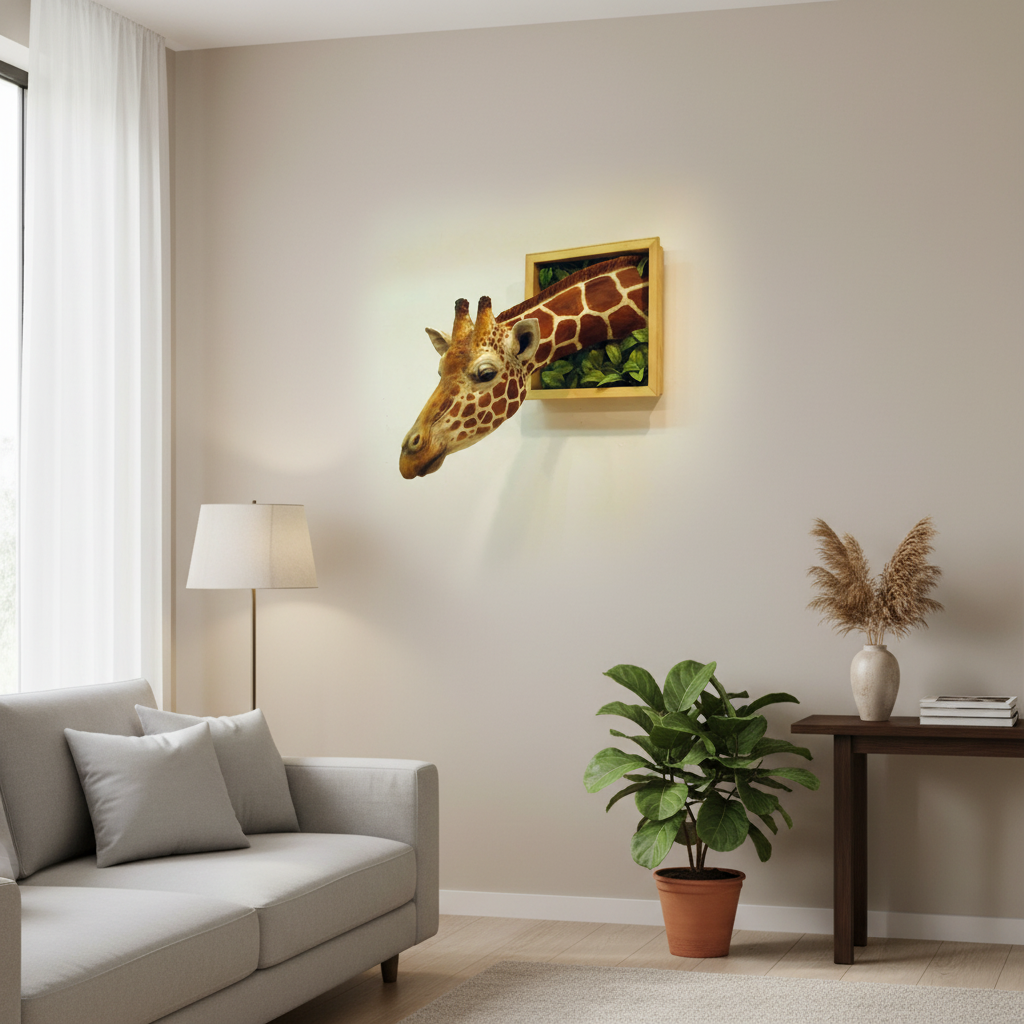 Giraffe head - Wall decoration - 3D sculpture - Lifesize decoration