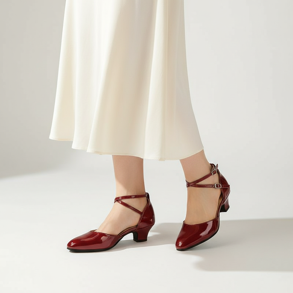 Chic Mid Height Heels With PU Leather And Rubber Outsole