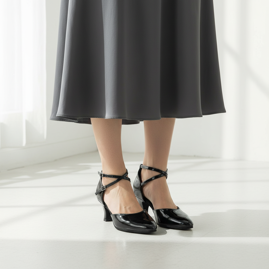 Chic Mid Height Heels With PU Leather And Rubber Outsole