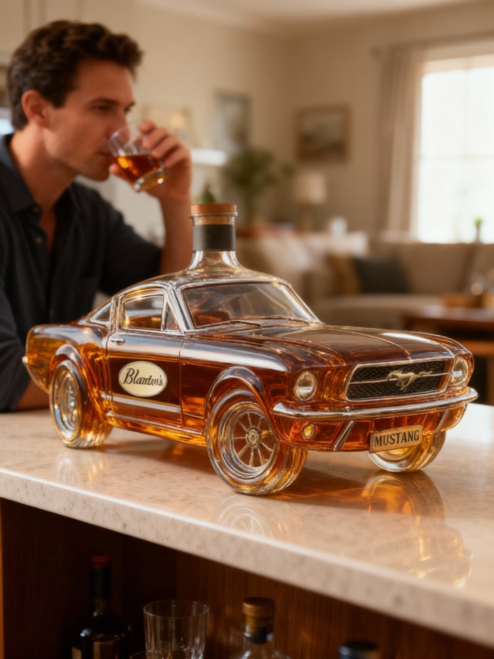 NovaCrest Stallion Silhouette Glass Whiskey Decanter Home Bar