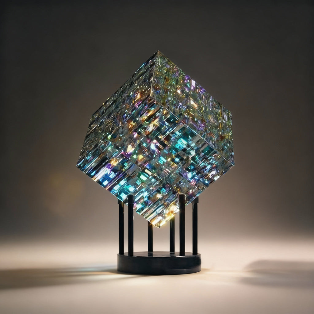 ChromaticCube Rainbow Refraction Artwork For Contemporary Desk Decor And Centerpiece