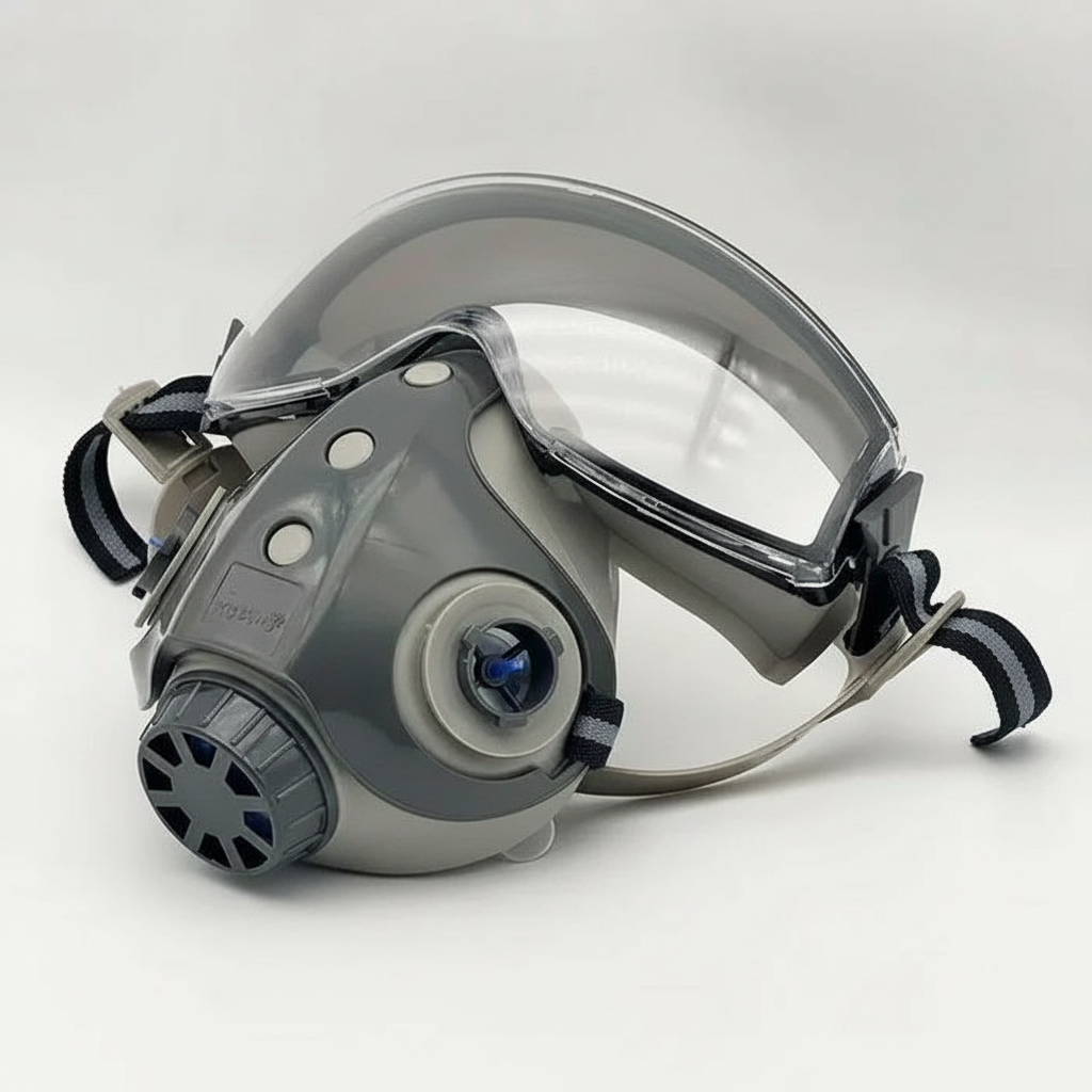 Maschera respiratoria integrata con occhiali incorporati per polvere da falegnameria e pittura