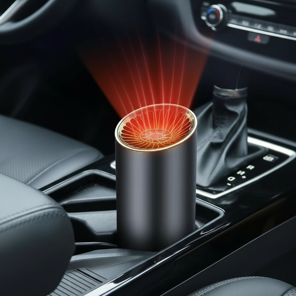 Cup-Style 12V Car Heater And Defroster Blower With 360 Degree Base