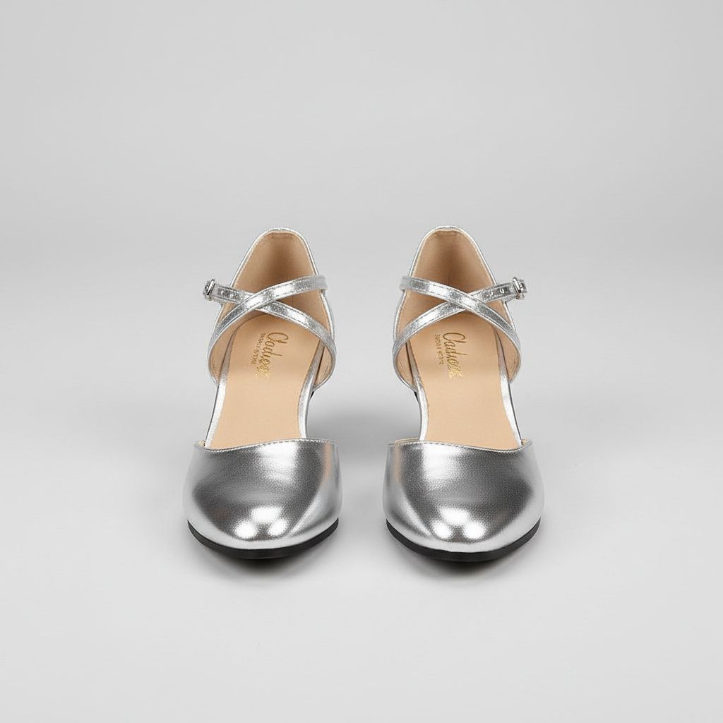 Chic Mid Height Heels With PU Leather And Rubber Outsole