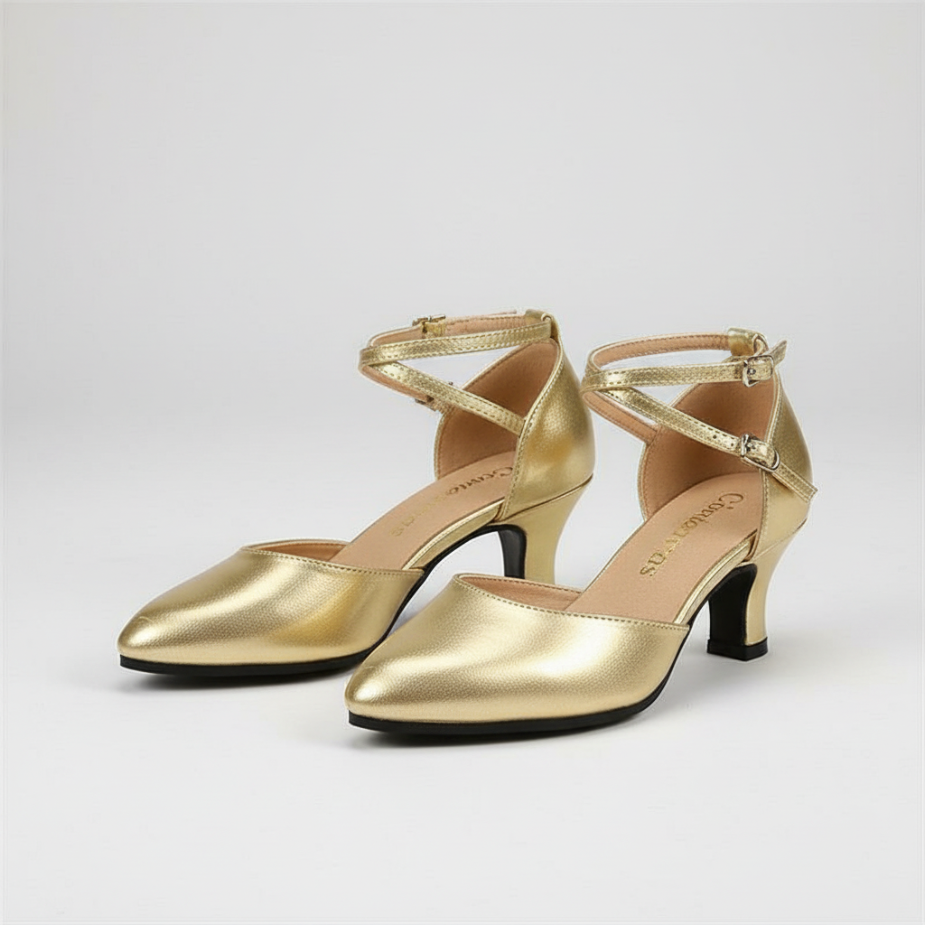 Chic Mid Height Heels With PU Leather And Rubber Outsole
