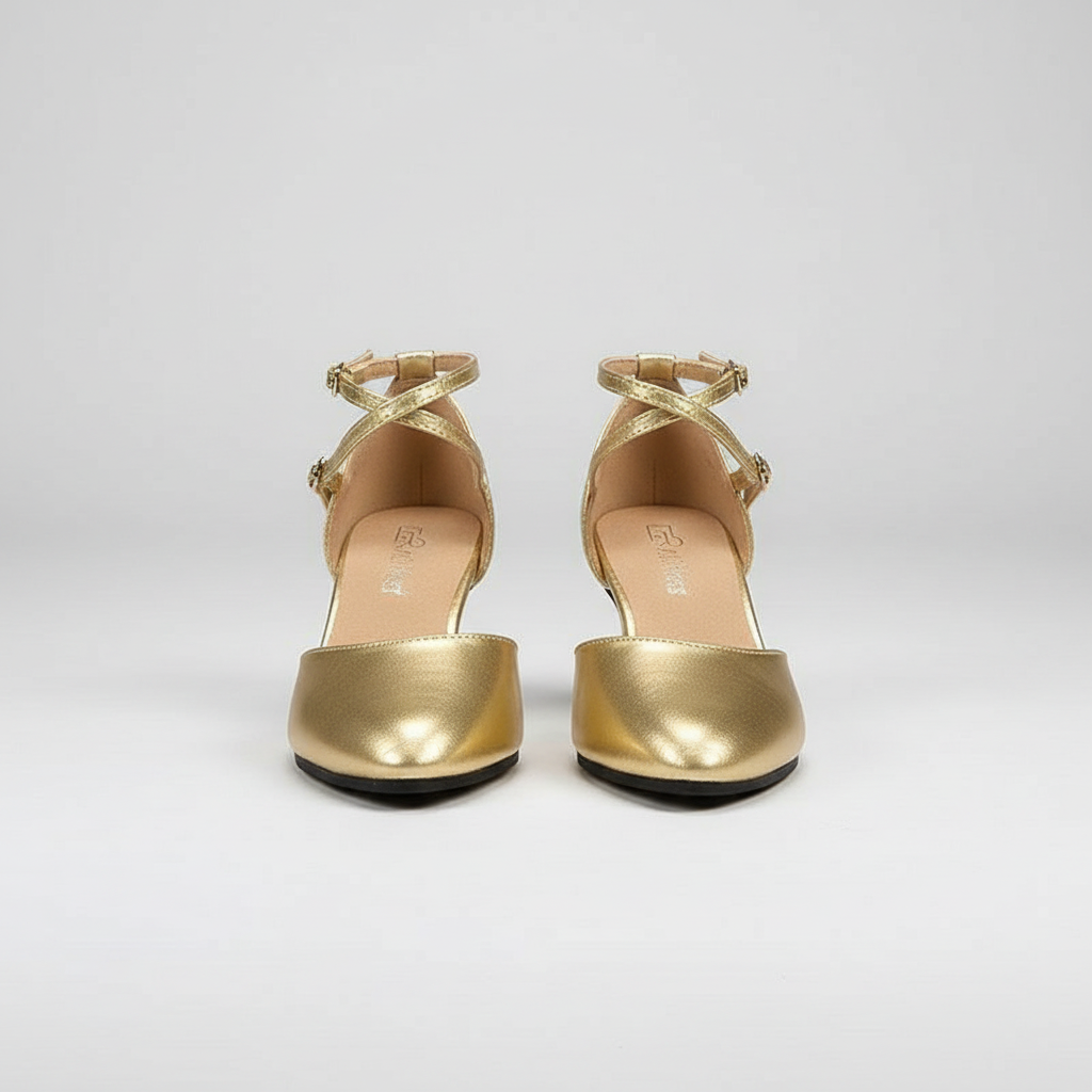 Chic Mid Height Heels With PU Leather And Rubber Outsole