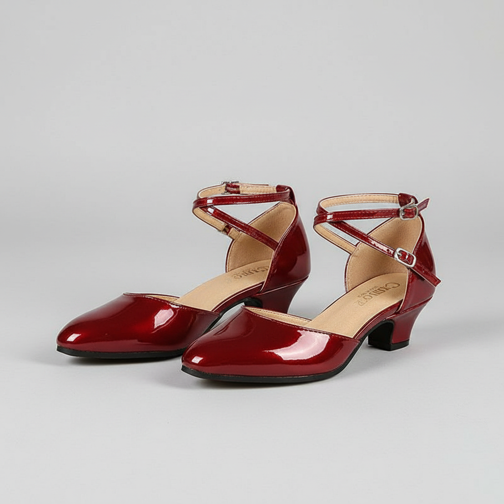 Chic Mid Height Heels With PU Leather And Rubber Outsole