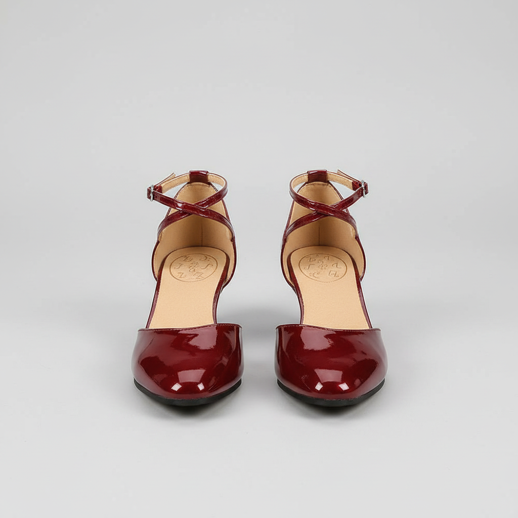 Chic Mid Height Heels With PU Leather And Rubber Outsole