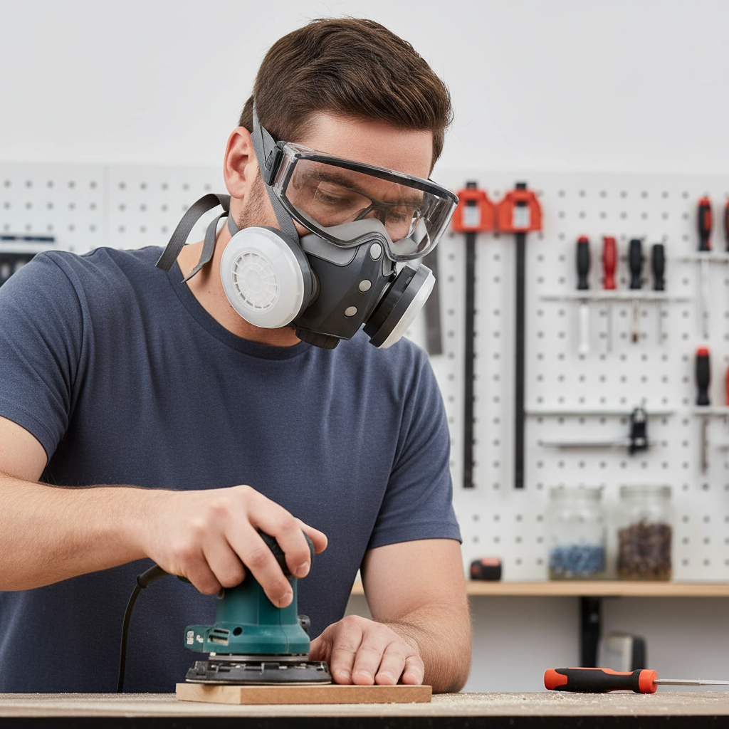 Maschera respiratoria integrata con occhiali incorporati per polvere da falegnameria e pittura