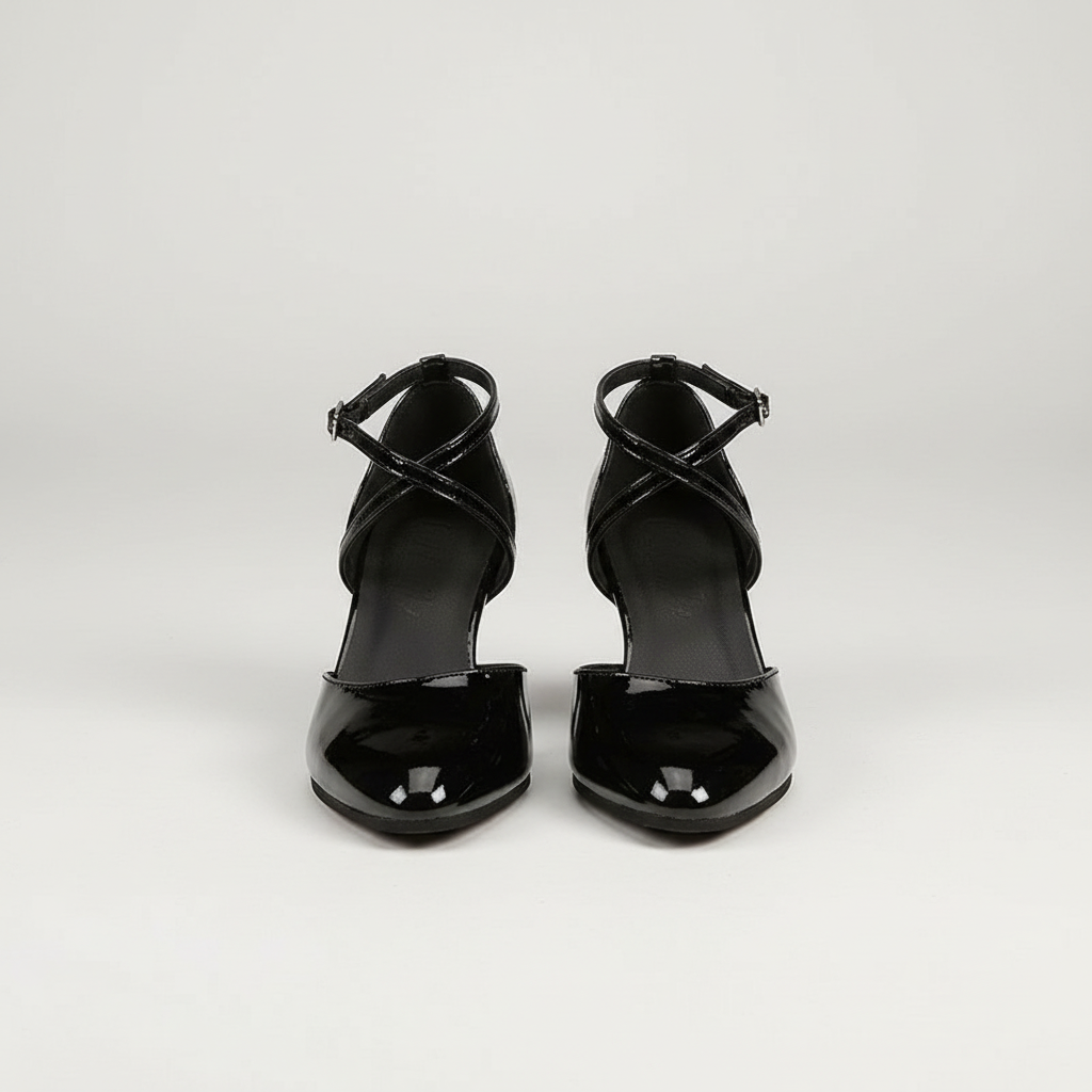 Chic Mid Height Heels With PU Leather And Rubber Outsole
