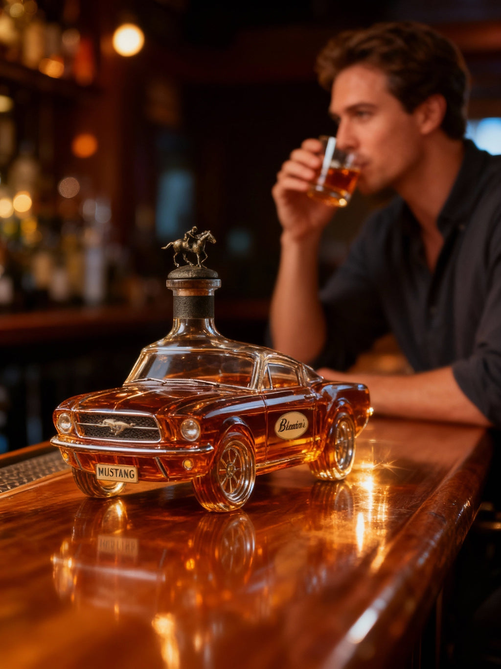 NovaCrest Stallion Silhouette Glass Whiskey Decanter Home Bar