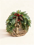 Handmade Bohemian Winter Wreath | Bells, Pinecones & Berries | 43 cm | Indoor/Outdoor