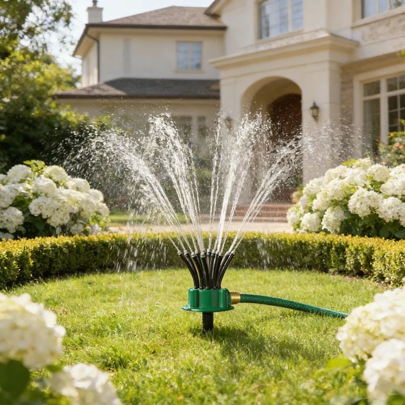 رشاش أوتوماتيكي متعدد الرؤوس AquaFlow بزاوية دوران 360 درجة لحدائق المنازل