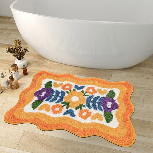 Alfombrilla de baño AuraBloom con respaldo antideslizante para mayor seguridad y decoración colorida