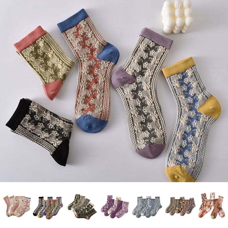 Women's Cotton Socks With Floral Pattern 10 Pack For Everyday Wear