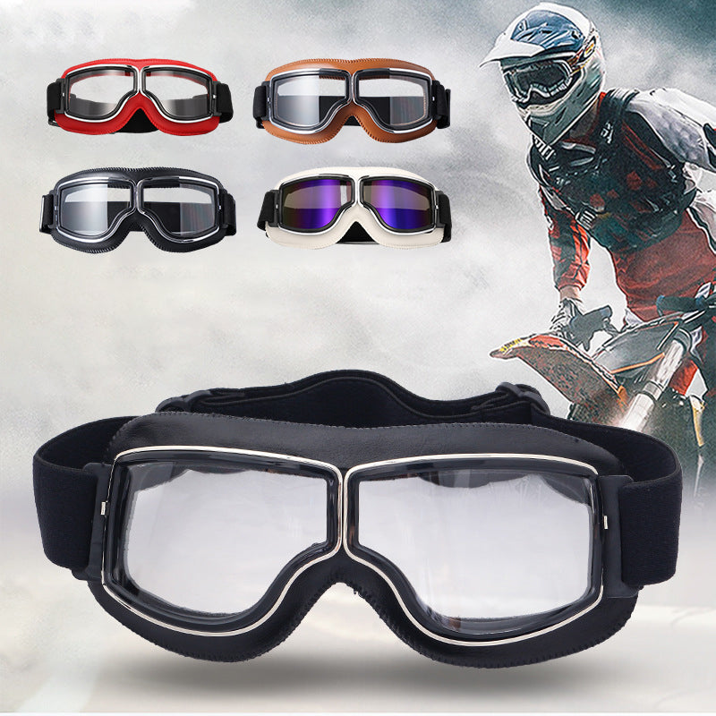 RoadRider Vintage Goggles With Interchangeable Lenses And Cushioned Comfort