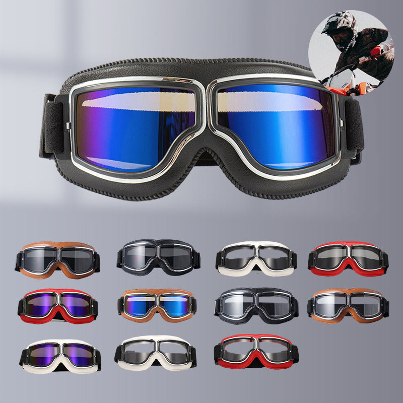 RoadRider Vintage Goggles With Interchangeable Lenses And Cushioned Comfort