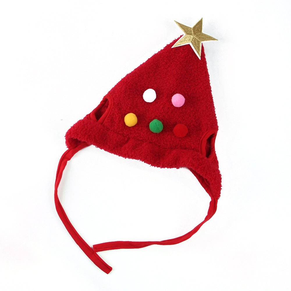 Cappello di Natale in Peluche con Bordo Dorato Elegante per Animali Domestici