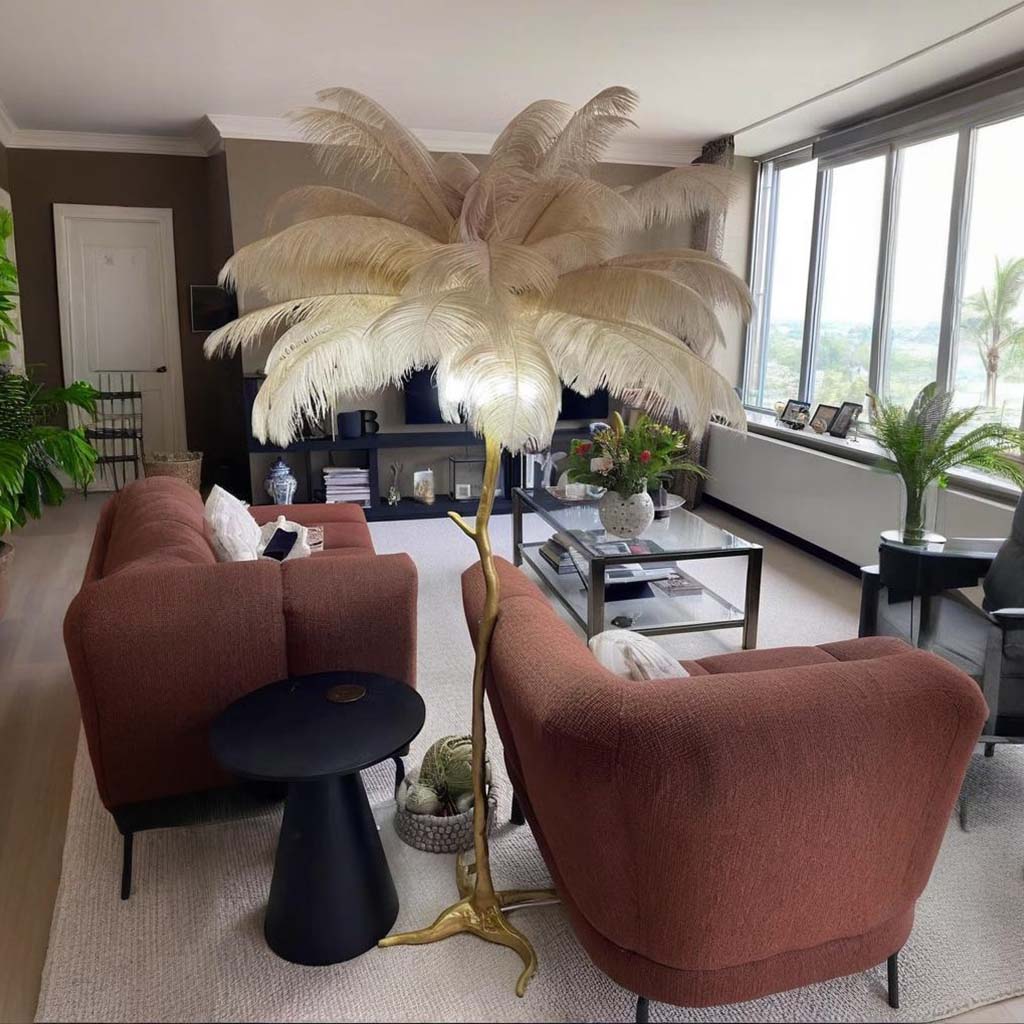 Elegant Ostrich Feather Modern Floor Lamp For Living Room Decor
