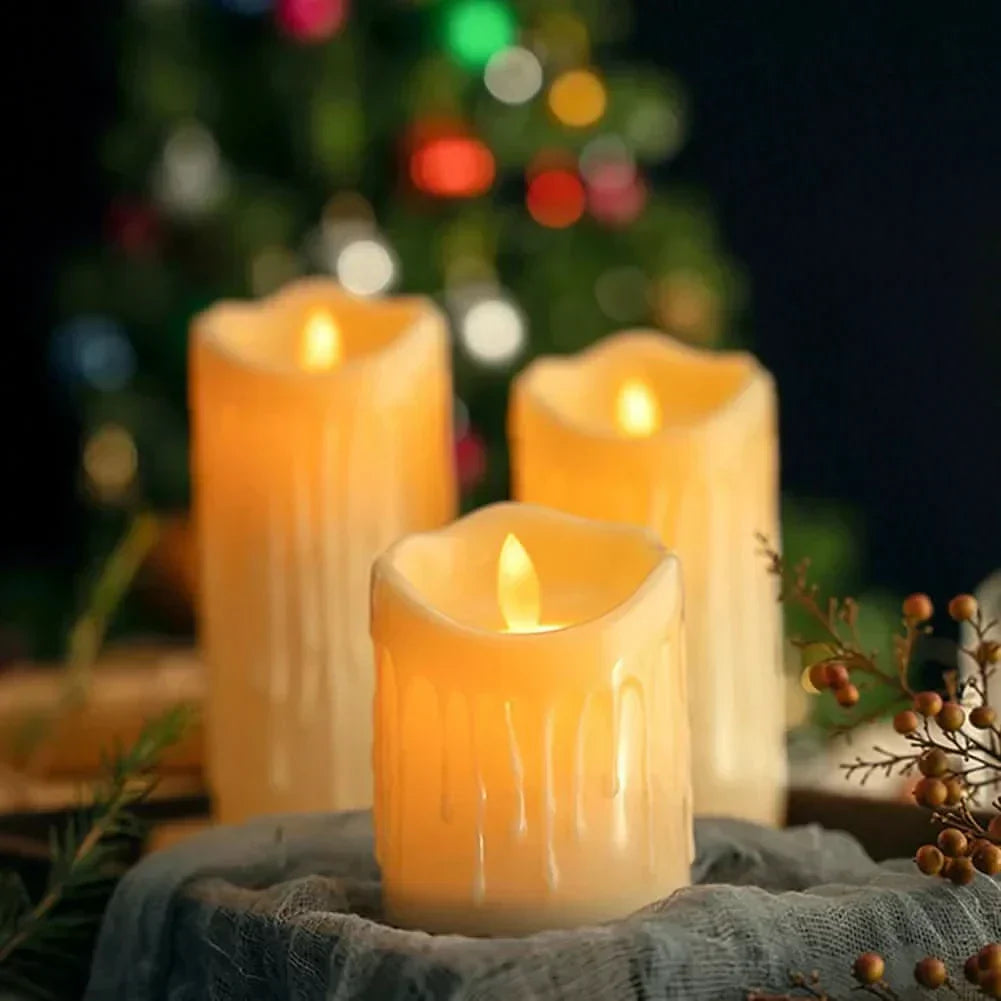 Velas LED AuroraGlow Sem Chama com Cintilação Realista Decoração Segura para Casamentos em Interior