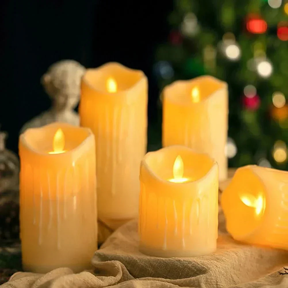 Velas LED AuroraGlow Sem Chama com Cintilação Realista Decoração Segura para Casamentos em Interior