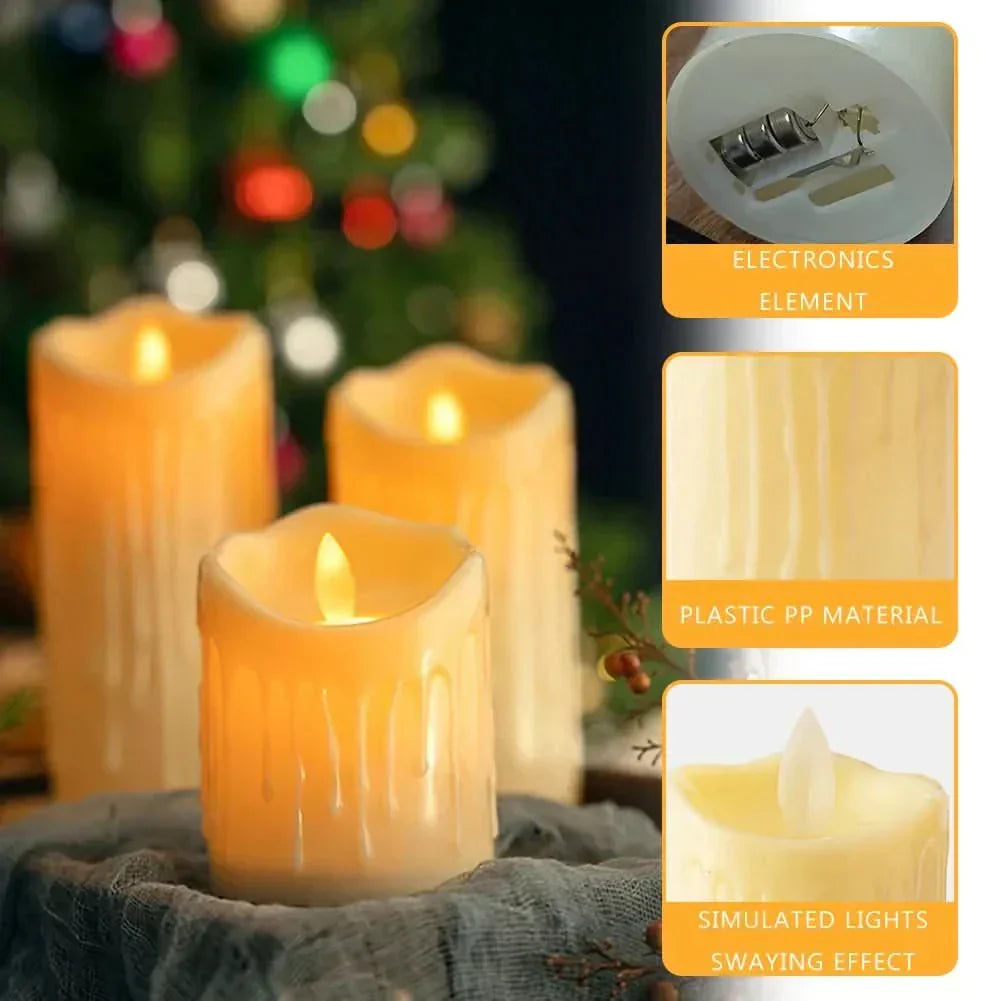 Velas LED AuroraGlow Sem Chama com Cintilação Realista Decoração Segura para Casamentos em Interior