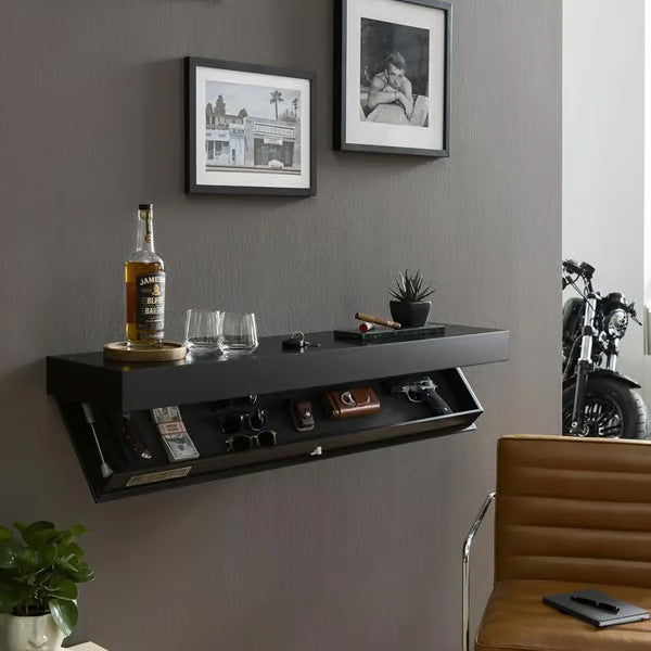 Slim Wall Shelf Hidden Compartment For Clean Display Worthy Interiors