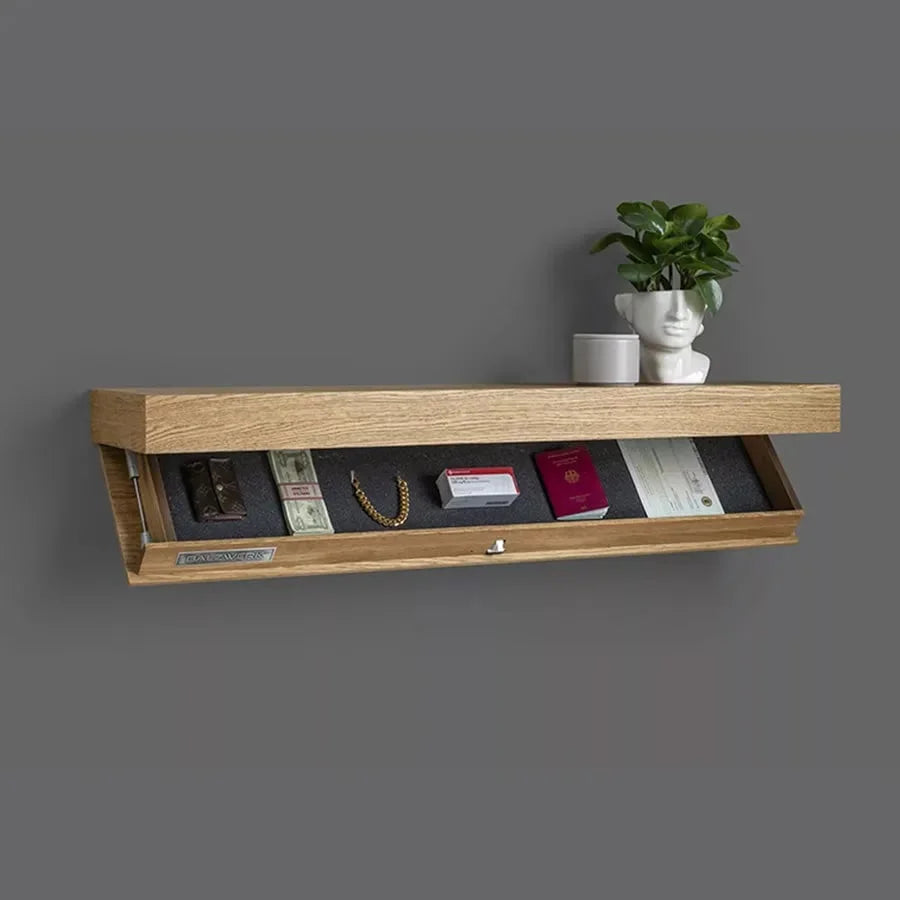 Slim Wall Shelf Hidden Compartment For Clean Display Worthy Interiors