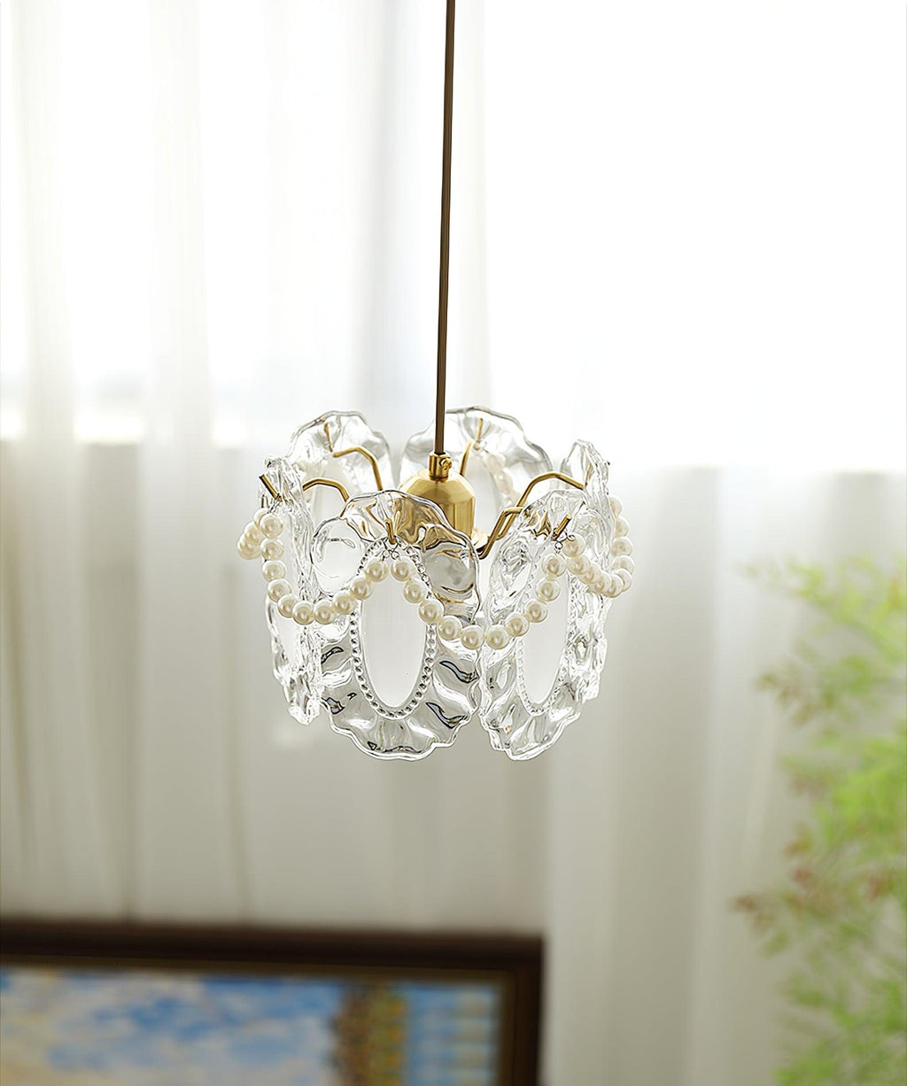 Lampa suspendată Liora Bloom din sticlă, inspirată de natură, compatibilă LED