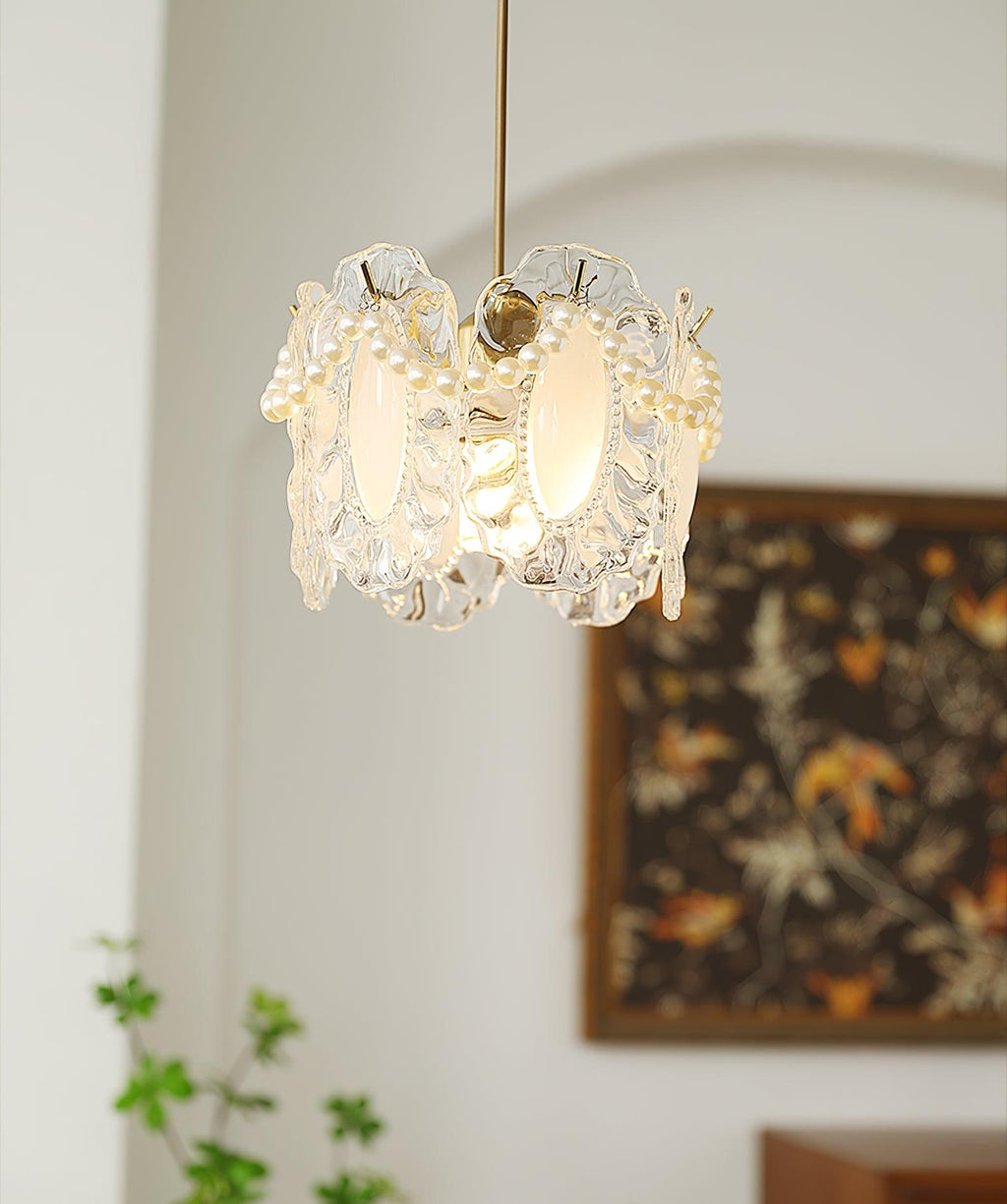 Lampa suspendată Liora Bloom din sticlă, inspirată de natură, compatibilă LED
