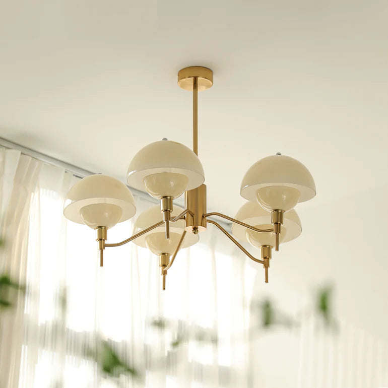 Candelabro de Cristal Aurelle con Acabado en Vidrio Crema Burbuja