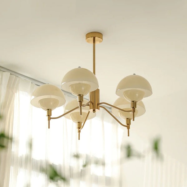 Candelabro de Cristal Aurelle con Acabado en Vidrio Crema Burbuja