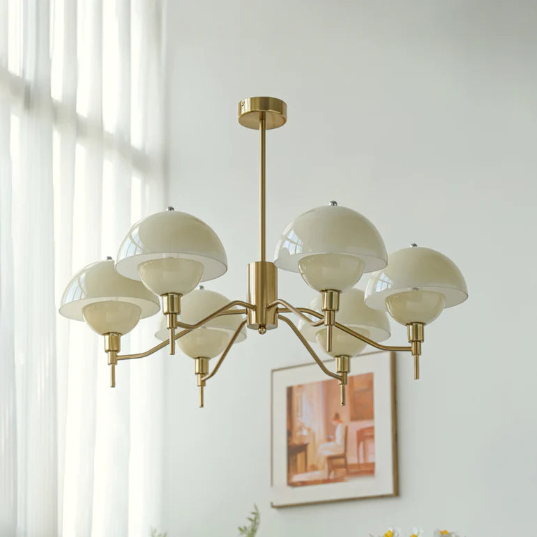Candelabro de Cristal Aurelle con Acabado en Vidrio Crema Burbuja