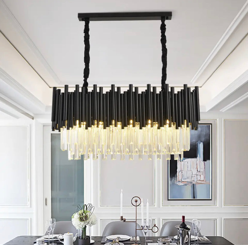 Collection de lustres en cristal Nova en finition noir mat