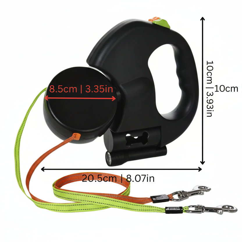 حبل مزدوج للكلاب مزود بإضاءة LED من FurFriends مع تصميم مضاد للتشابك