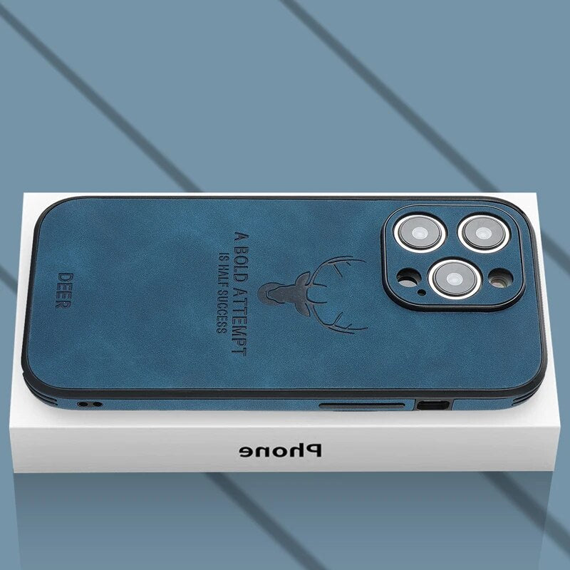 Funda para teléfono de cuero genuino con protección a prueba de golpes, delgada y estilizada